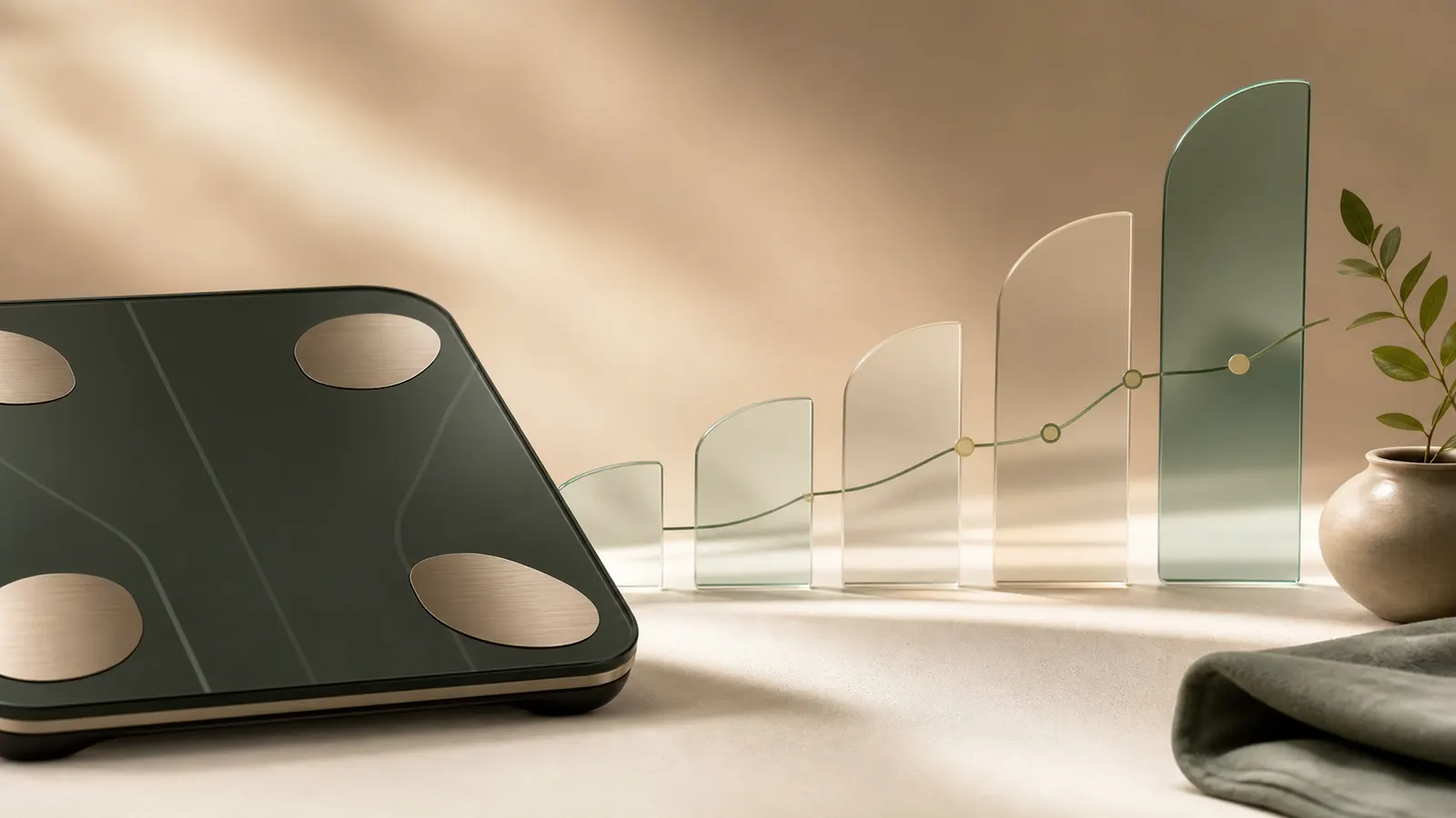 Measurement points around a falling body-fat trend